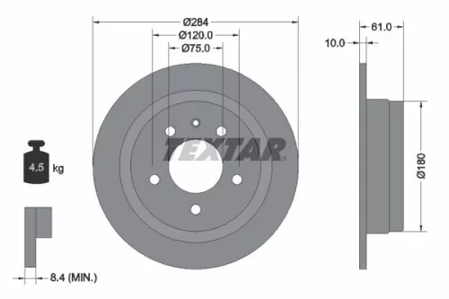 TEXTAR TEXTAR 92022400 1x TEXTAR 92022400 Brake Disc 
