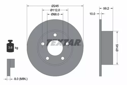 TEXTAR TEXTAR 92022800 1x TEXTAR 92022800 Brake Disc 