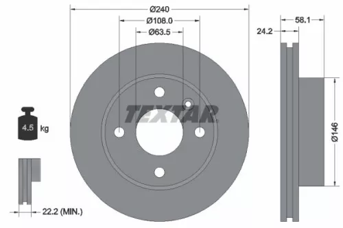 1x TEXTAR 92022900 Brake Disc
