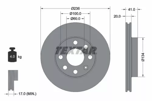 1x  TEXTAR Brake Disc 92029603 236