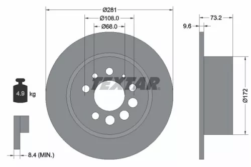 1x  TEXTAR Brake Disc