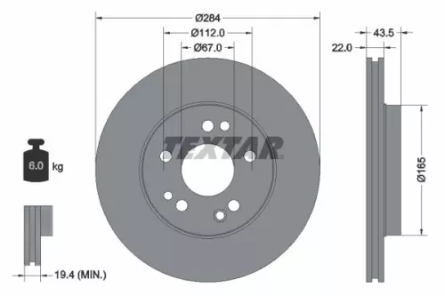 1x TEXTAR 92031900 Brake Disc