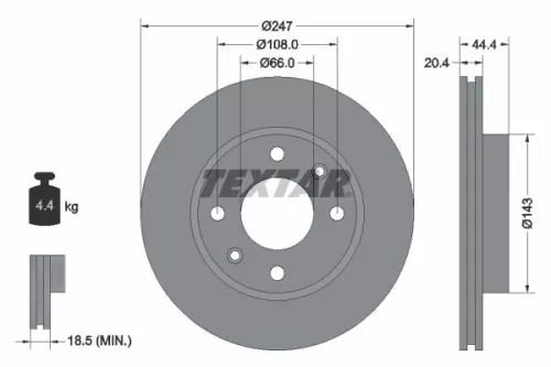 TEXTAR TEXTAR 92033800 1x TEXTAR 92033800 Brake Disc 
