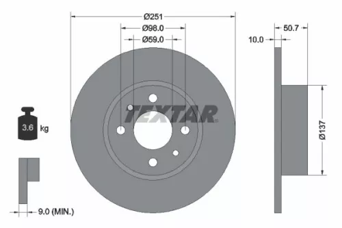 1x  TEXTAR Brake Disc 92034203 251