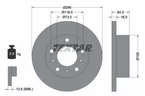 TEXTAR TEXTAR 92034400 1x TEXTAR 92034400 Brake Disc 