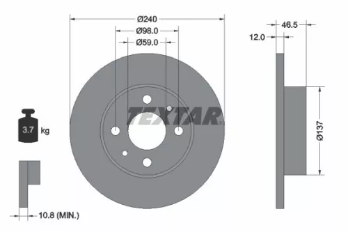 TEXTAR TEXTAR 92034500 1x TEXTAR 92034500 Brake Disc 