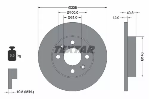 1x TEXTAR 92036103 Brake Disc