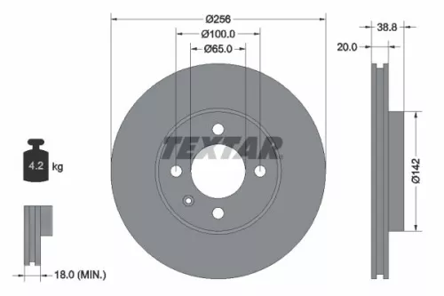 1x  TEXTAR Brake Disc
