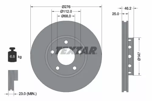 1x TEXTAR 92037200 Brake Disc