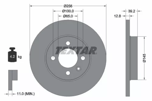 1x  TEXTAR Brake Disc 92041703 256