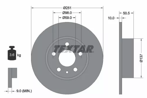 1x  TEXTAR Brake Disc 92046903 251