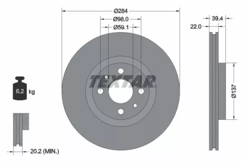 1x  TEXTAR Brake Disc 92055203 284
