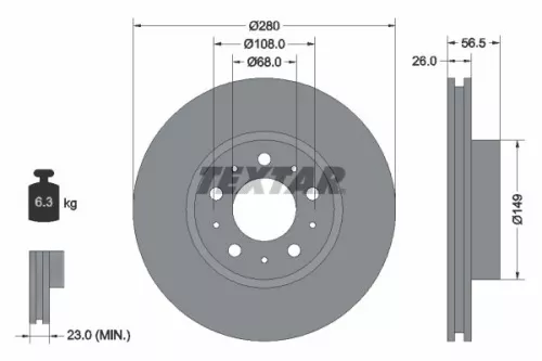 TEXTAR TEXTAR 92055400 1x TEXTAR 92055400 Brake Disc 