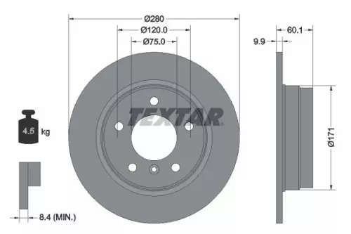 TEXTAR TEXTAR (92055703) 1x  TEXTAR Brake Disc 