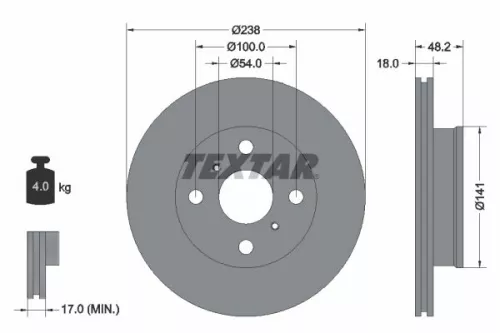 1x TEXTAR 92055800 Brake Disc