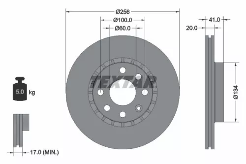 1x TEXTAR 92056503 Brake Disc