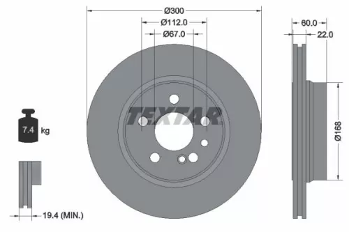 1x  TEXTAR Brake Disc 92056800 300