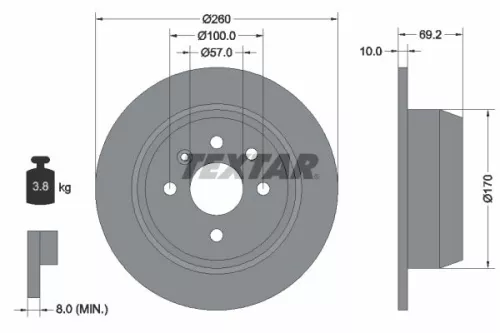 1x TEXTAR 92057000 Brake Disc