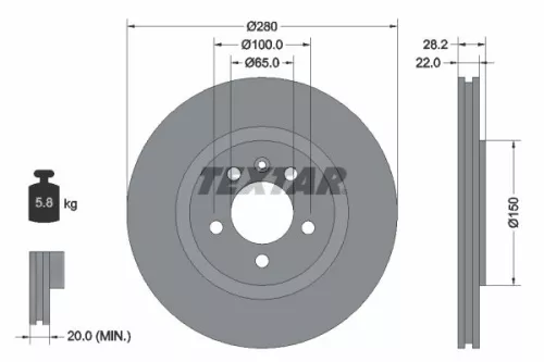 1x TEXTAR 92057100 Brake Disc