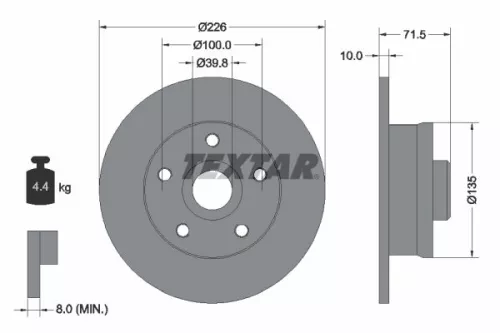 1x TEXTAR 92057200 Brake Disc