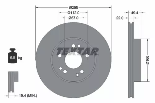 1x  TEXTAR Brake Disc