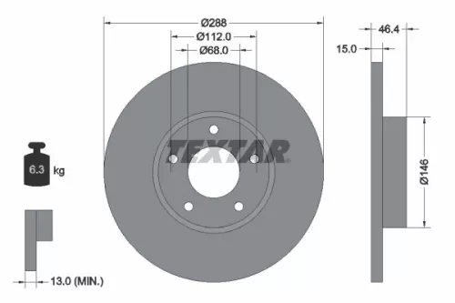 1x  TEXTAR Brake Disc 92057405 288