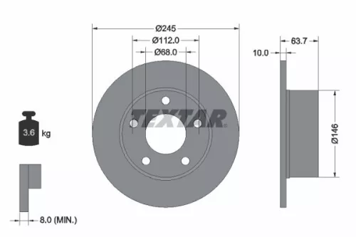 1x TEXTAR 92057503 Brake Disc