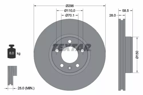 1x  TEXTAR Brake Disc