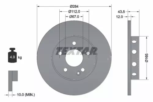 1x  TEXTAR Brake Disc 92059303 284