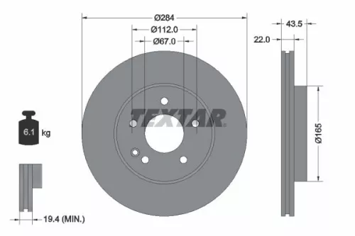 1x TEXTAR 92059405 Brake Disc