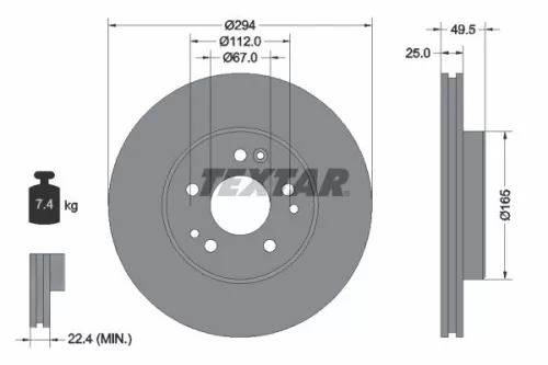 1x TEXTAR 92060000 Brake Disc