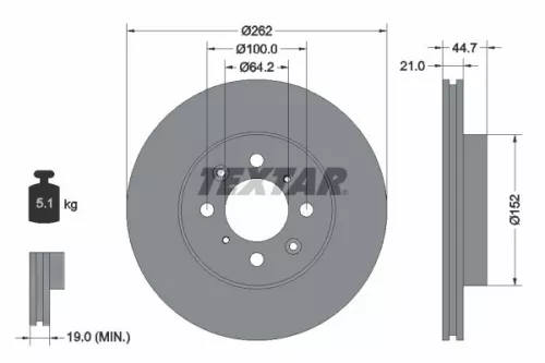 1x  TEXTAR Brake Disc 92060903 262