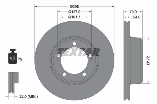 1x TEXTAR 92061300 Brake Disc
