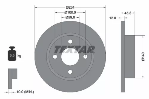 1x  TEXTAR Brake Disc 92063300 234