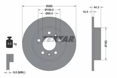 1x TEXTAR 92065100 Brake Disc