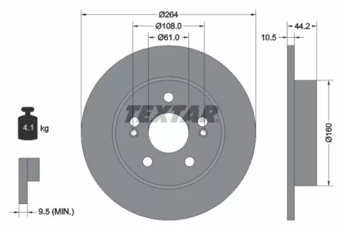 1x  TEXTAR Brake Disc 92065300 264