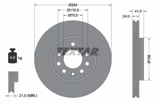 TEXTAR TEXTAR (92066200) 1x  TEXTAR Brake Disc 92066200 284 