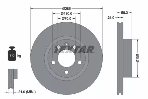 1x TEXTAR 92066903 Brake Disc