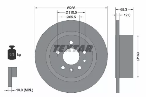 1x TEXTAR 92067003 Brake Disc