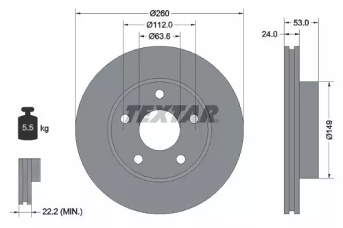 TEXTAR TEXTAR 92067700 1x TEXTAR 92067700 Brake Disc 