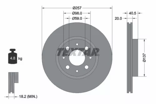 1x  TEXTAR Brake Disc 92068503 257