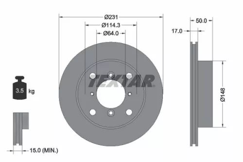 1x TEXTAR 92069000 Brake Disc