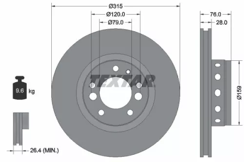 1x TEXTAR 92070900 Brake Disc