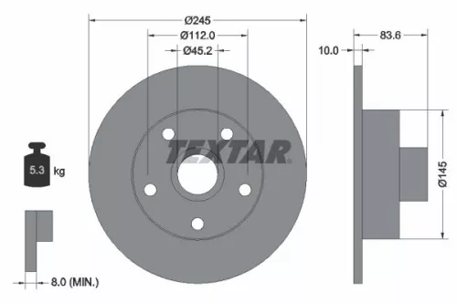 1x TEXTAR 92072103 Brake Disc