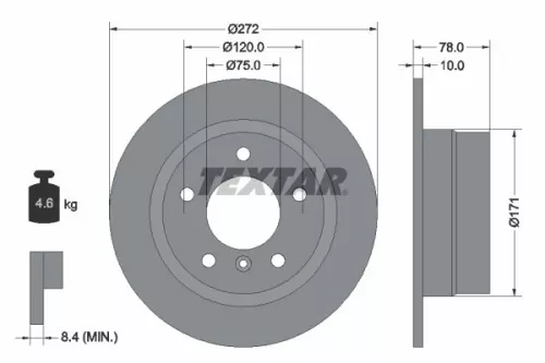 1x TEXTAR 92072303 Brake Disc