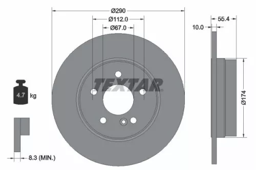 1x TEXTAR 92072703 Brake Disc
