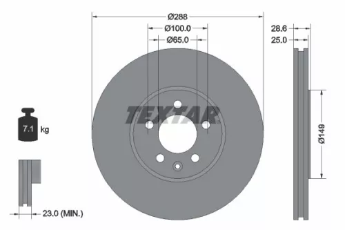 TEXTAR TEXTAR 92072800 1x TEXTAR 92072800 Brake Disc 