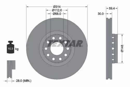 TEXTAR TEXTAR 92073200 1x TEXTAR 92073200 Brake Disc 