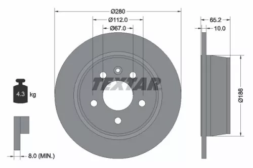 TEXTAR TEXTAR 92074503 1x TEXTAR 92074503 Brake Disc 