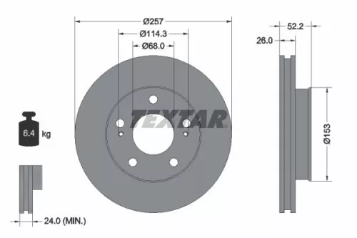 TEXTAR TEXTAR 92074800 1x TEXTAR 92074800 Brake Disc 